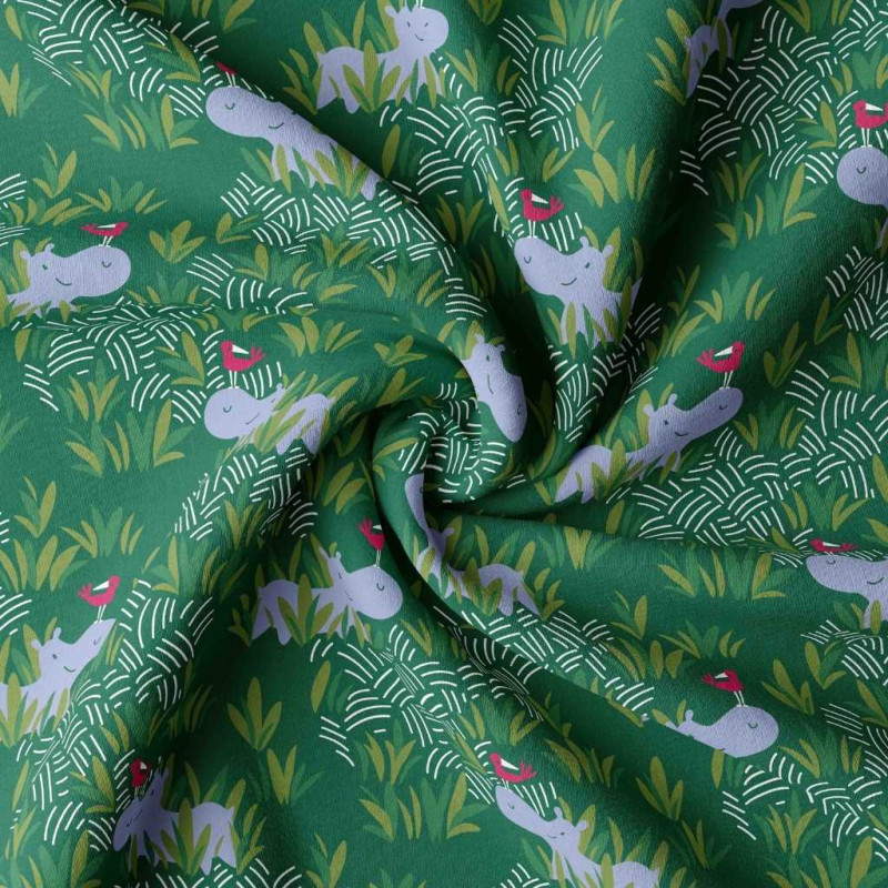 Printed Cotton HIPPOP Palm / Azure